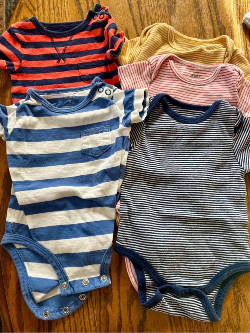 Striped Cotton Baby One-Piece Bodysuits - Mixed Colors